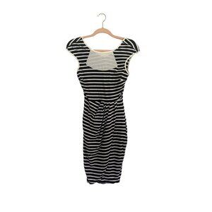 Belle Badgley Mishka navy white stripe dress size s